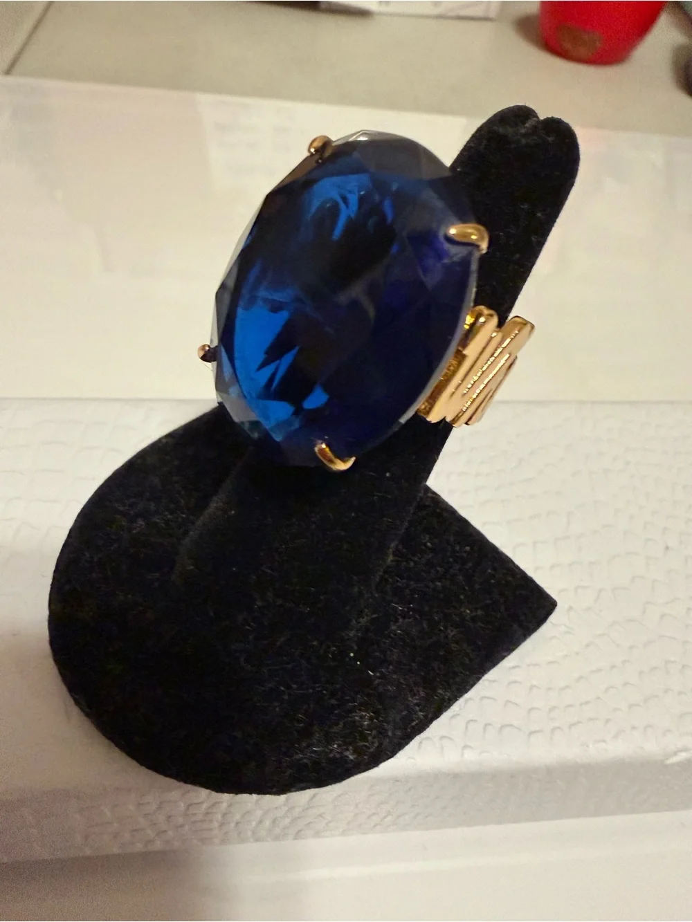 Kate Spade “what a gem” Bold sapphire blue cocktail ring